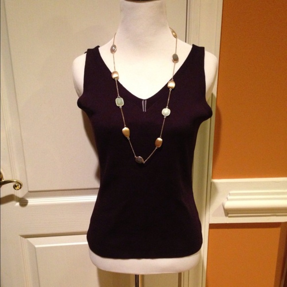 Long gold colored necklace with blue/green stones - Picture 2 of 4